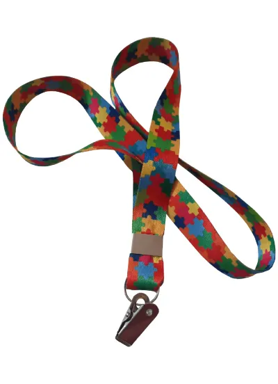 1 Cordão para crachá símbolo autista (quebra-cabeça) - INDIVIDUAL