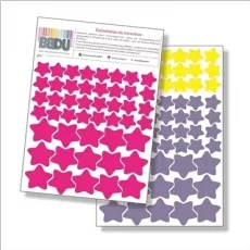 Adesivos de incentivo Estrelas rosa, lilás e amarela